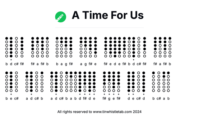 Image of A Time For Us Tin Whistle Tabs